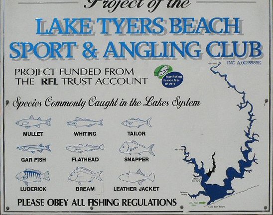 Fishing Sign www.laketyersbeach.net.au
