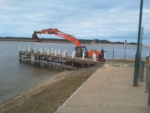 The old Jetty being stripped away