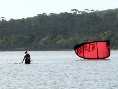 Board Kiting at lake Tyers Beach