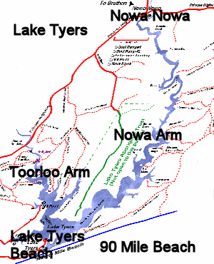 Simplest map of Lake Tyers