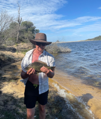 David Ray with a 42cm Bream, Lake Tyers
